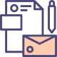 Email icon with pen and paper, symbolizing effortless communication and message writing. Write and connect instantly